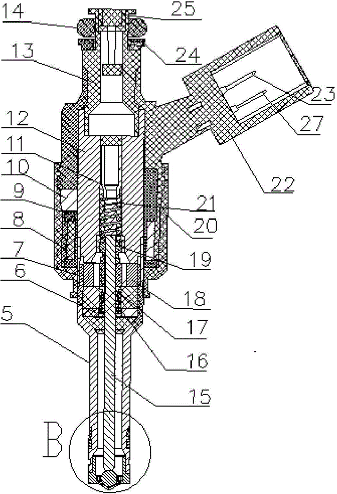 Electromagnetic assisted heating type GDI (Gasoline Direct Injector) tar injection device