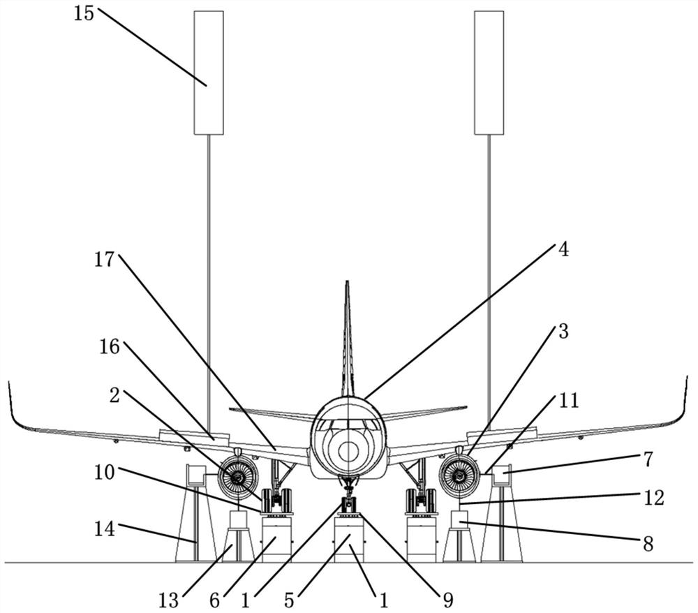 Aircraft vibration comfort test device and test method in full-aircraft state