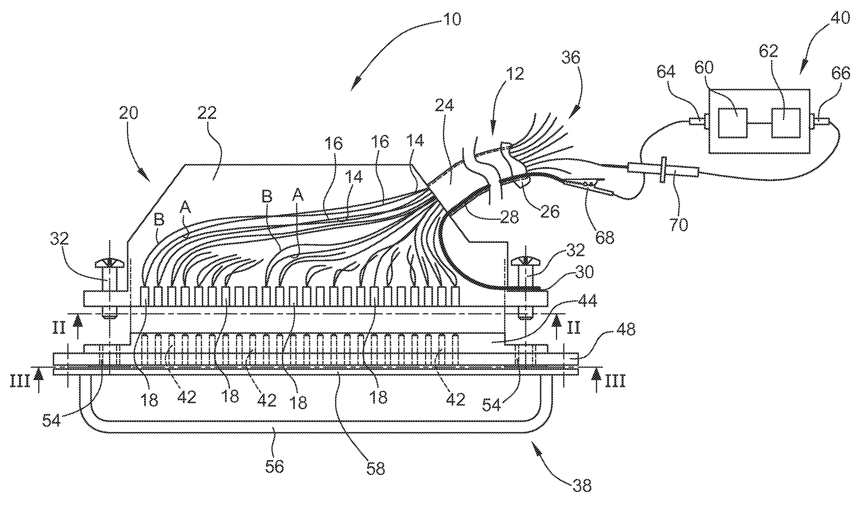 Method for distinguishing a first group of wires from other wires of a multi-wire cable, test connector for use in this method and a kit comprising such a multi-wire cable and test connector