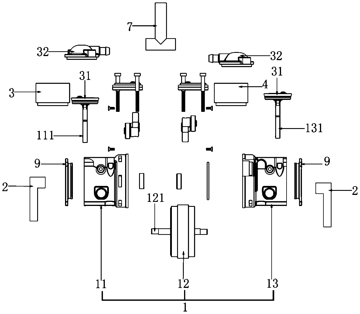 Micro oil-free double-cylinder compressor