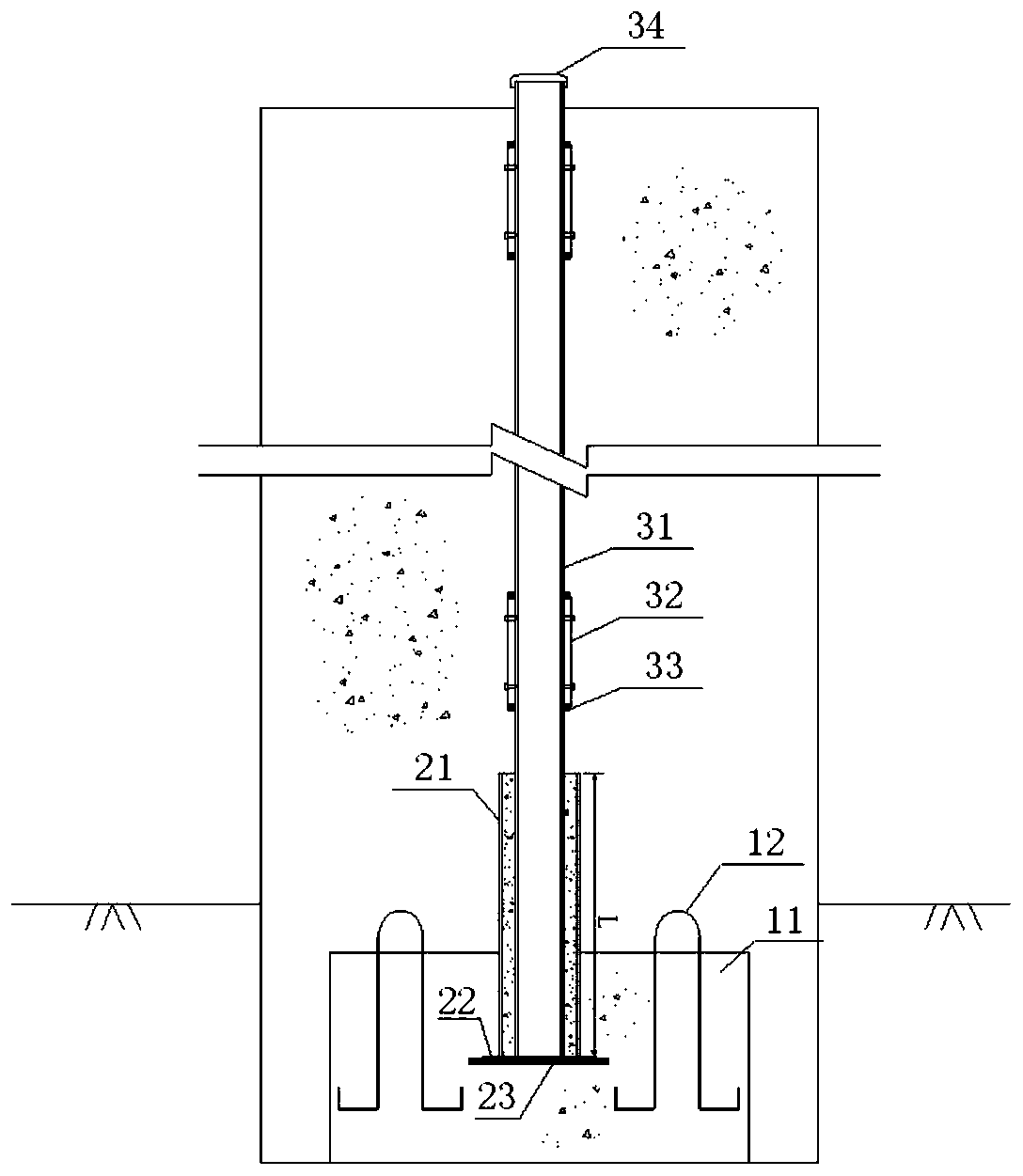 Installing device and method for inclinometer tubes in concrete diaphragm wall