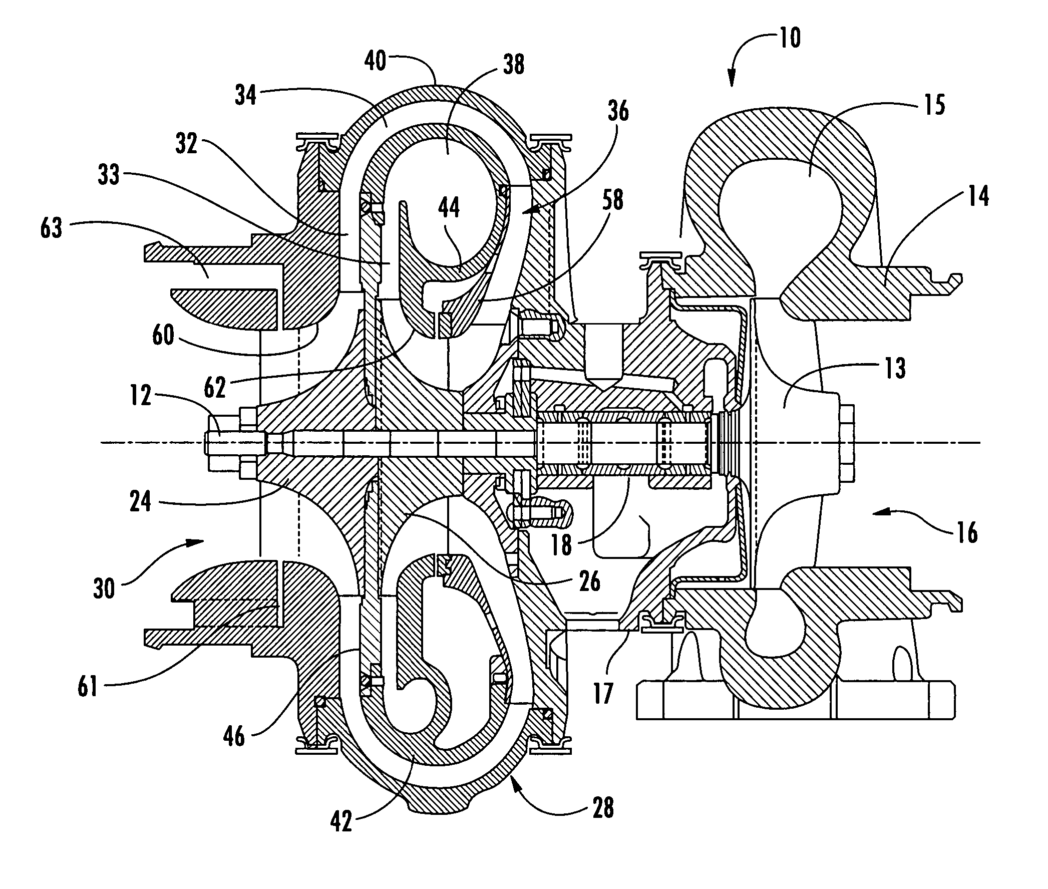 Turbocharger compressor having ported second-stage shroud, and associated method