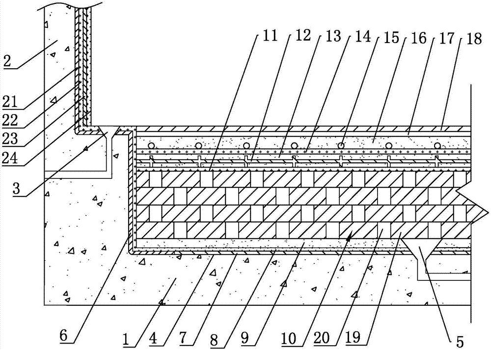 Construction technology of subsided toilet