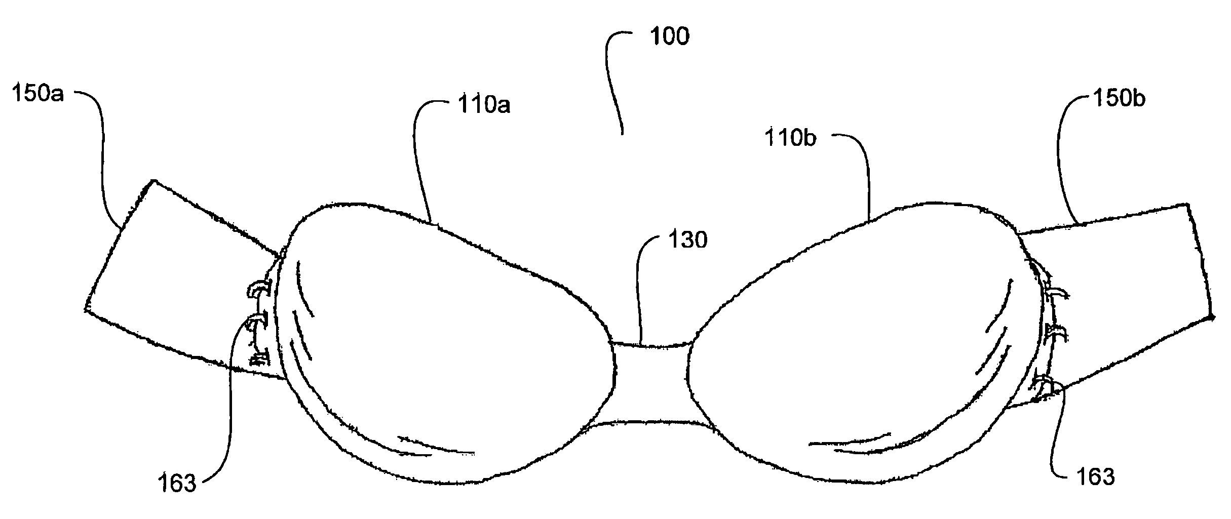 Supportive, washable adhesive bra with detachable support structures