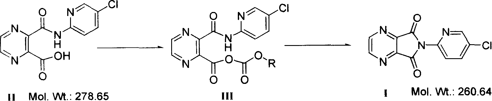 Method of preparing eszopiclone intermediate 6-(5-chloro-2-pyridyl)-5,7-dioxy-6,7-dihydro-5H-pyrrolo[3,4-b] pyrazine