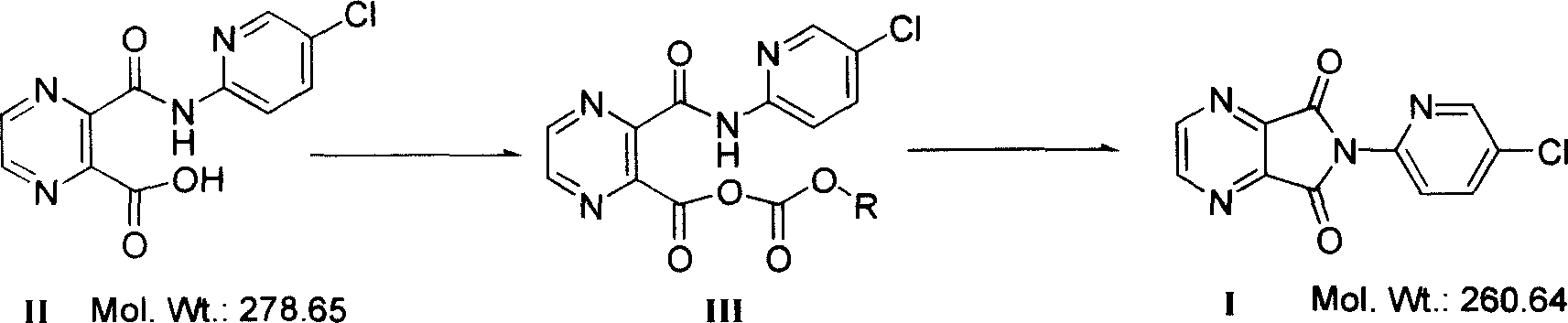 Method of preparing eszopiclone intermediate 6-(5-chloro-2-pyridyl)-5,7-dioxy-6,7-dihydro-5H-pyrrolo[3,4-b] pyrazine