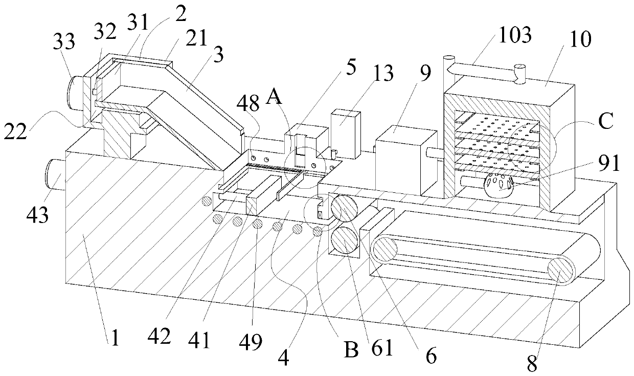 Hot-pressing device for PVC flame-retardant plastic-wood composite material