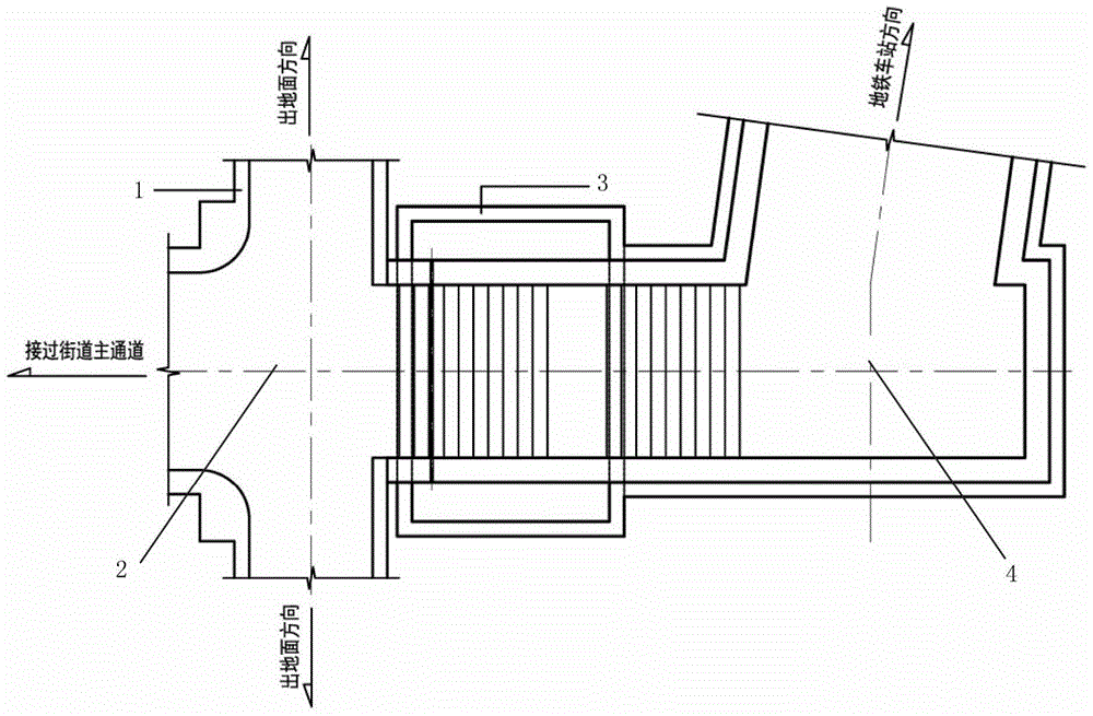 Connection design and construction method for newly-built subway entrance and exit and existing fabricated street underpass