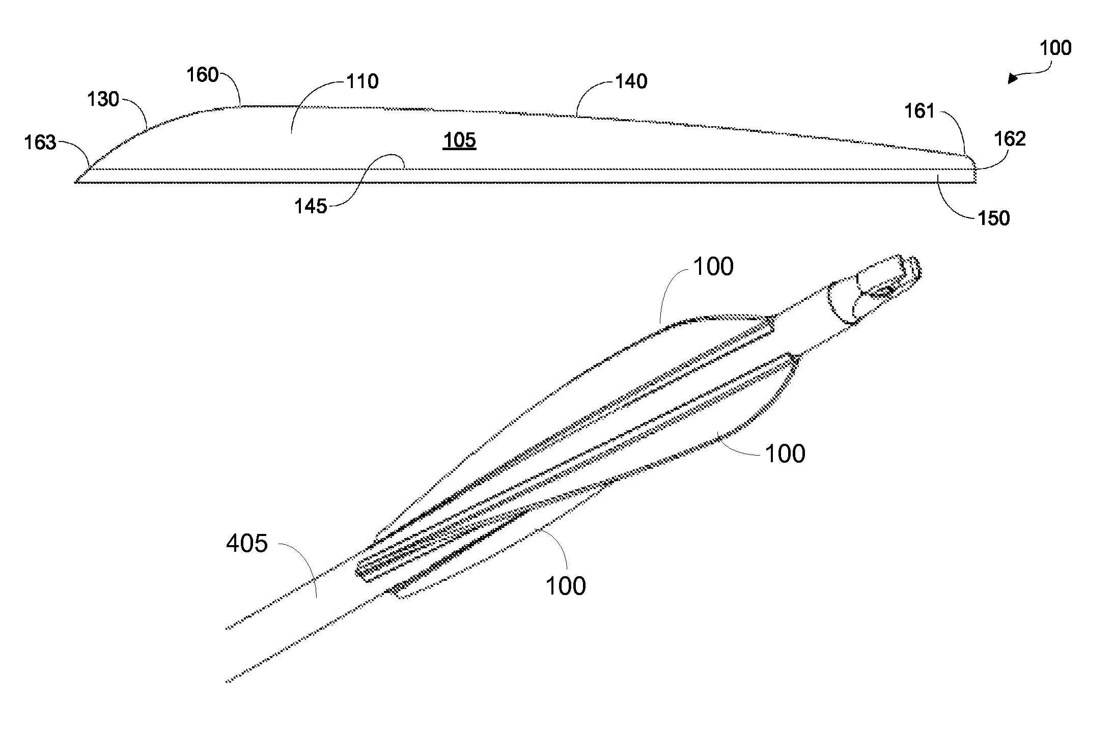 Low profile helical arrow vane