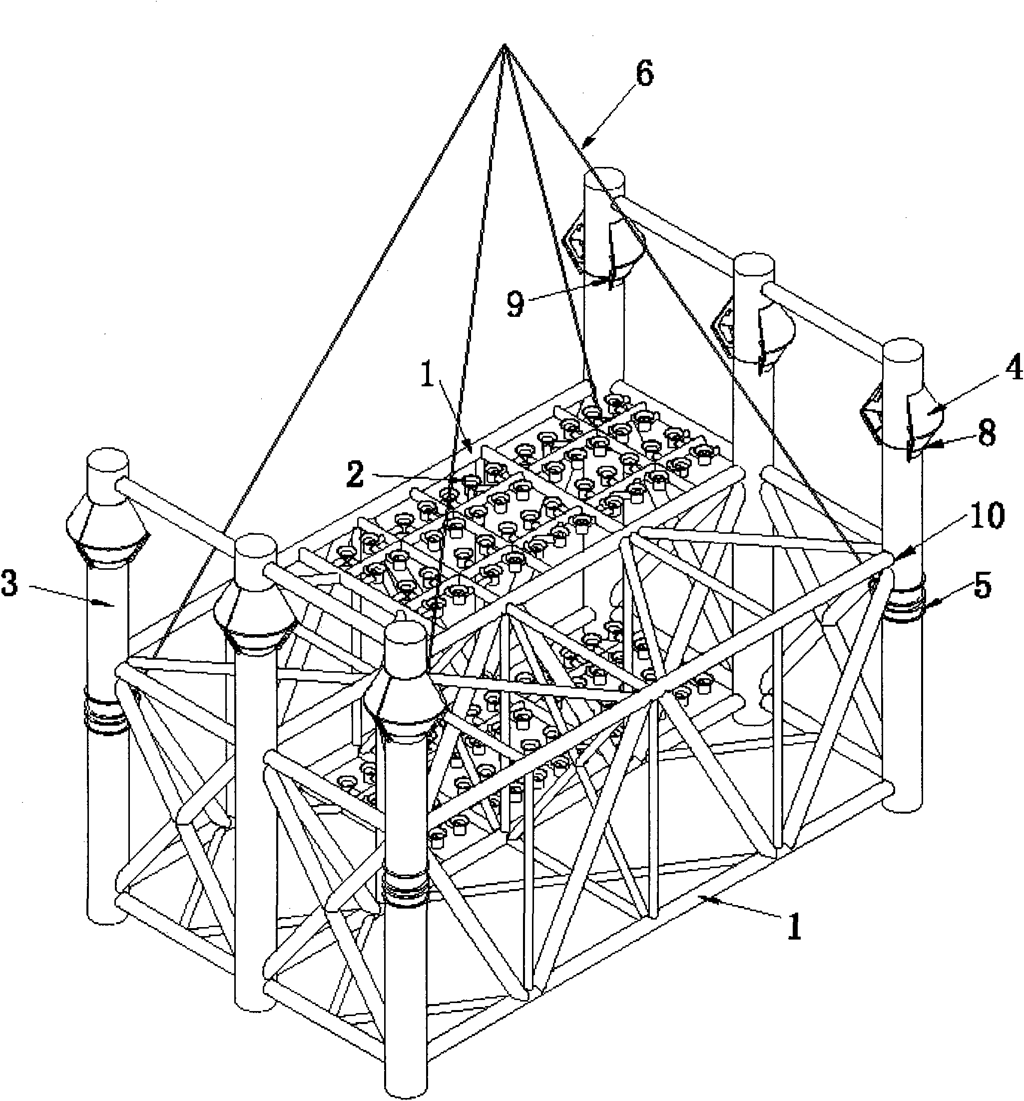 Method for arranging hoisting points and floating-supported conduit frame with skirt pile sleeves