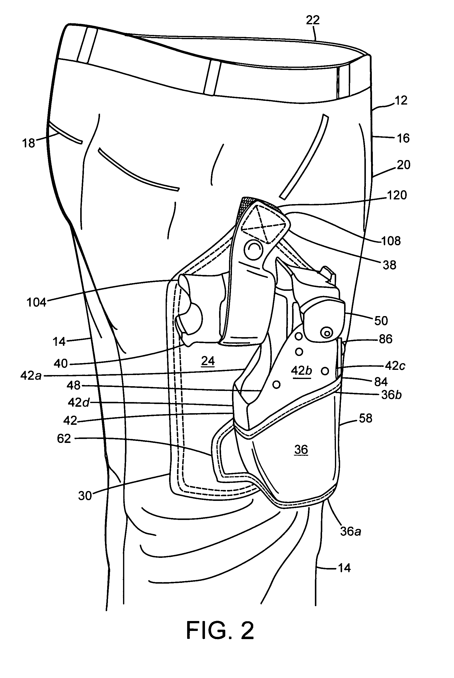Holster assembly for integral attachment to a garment
