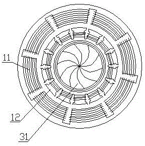 Vertical type center-through reversely-installed fixed-paddle axial flow hydraulic generator and acting method thereof