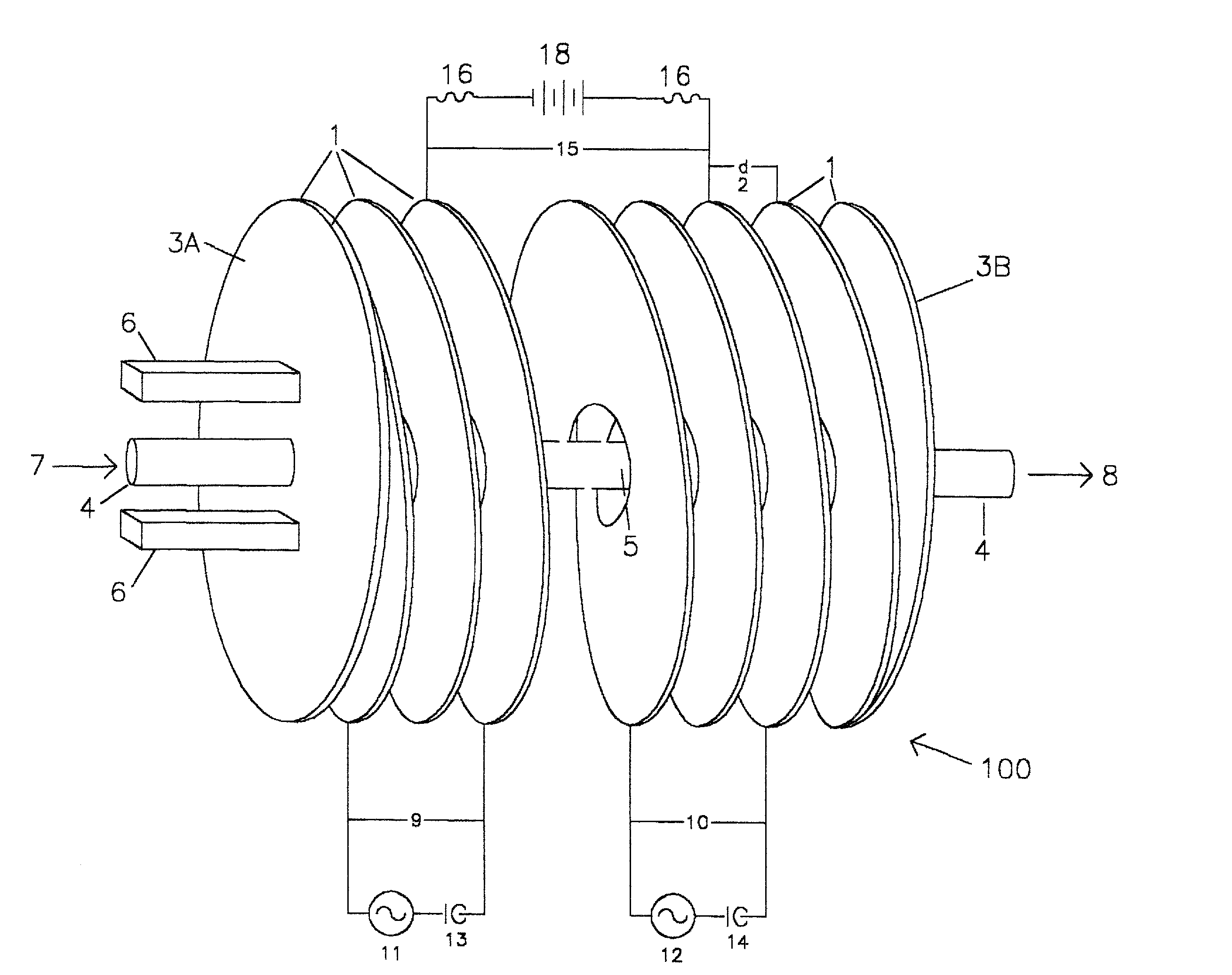 Method and apparatus for treating a process volume with multiple electromagnetic generators