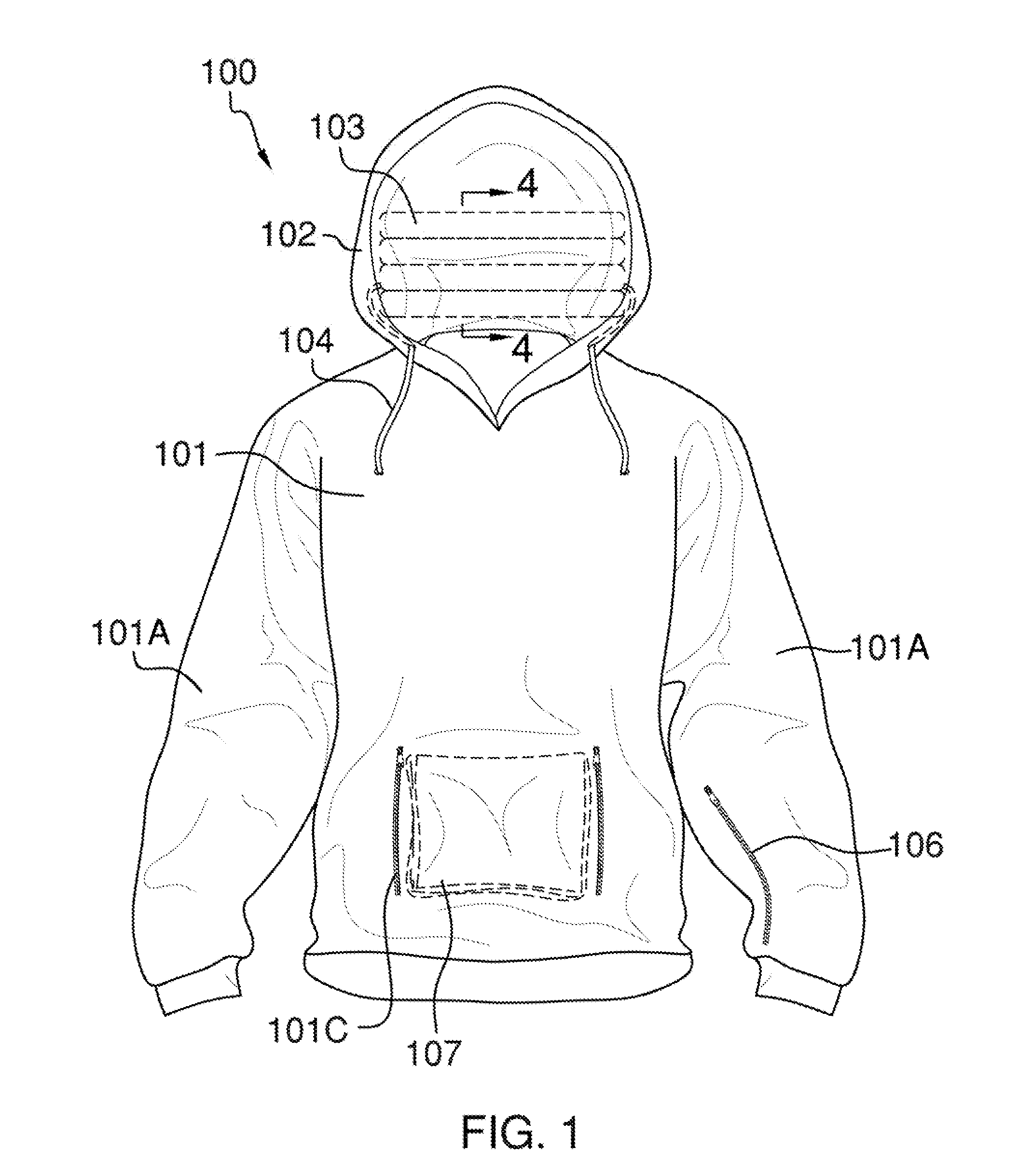 Hooded garment with integrated pillow