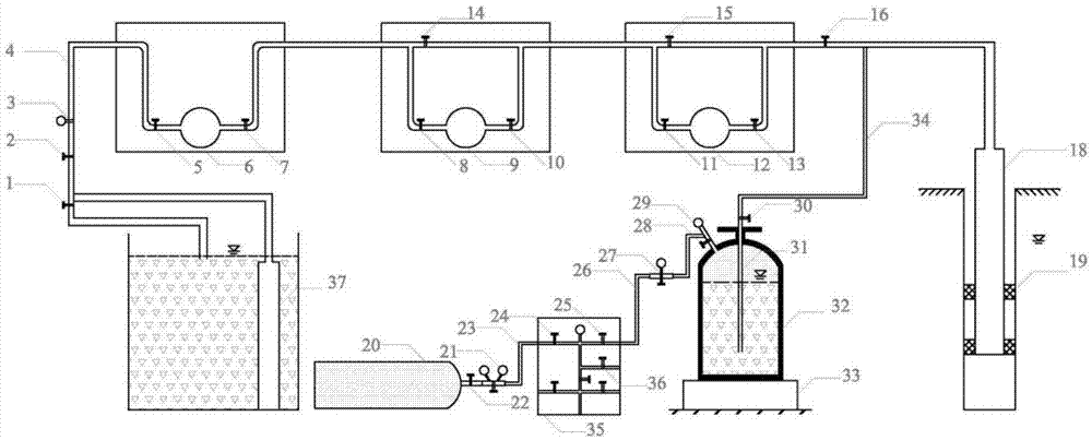 High-accuracy measuring device for multiple stages of flow for water pressure test in boreholes and method