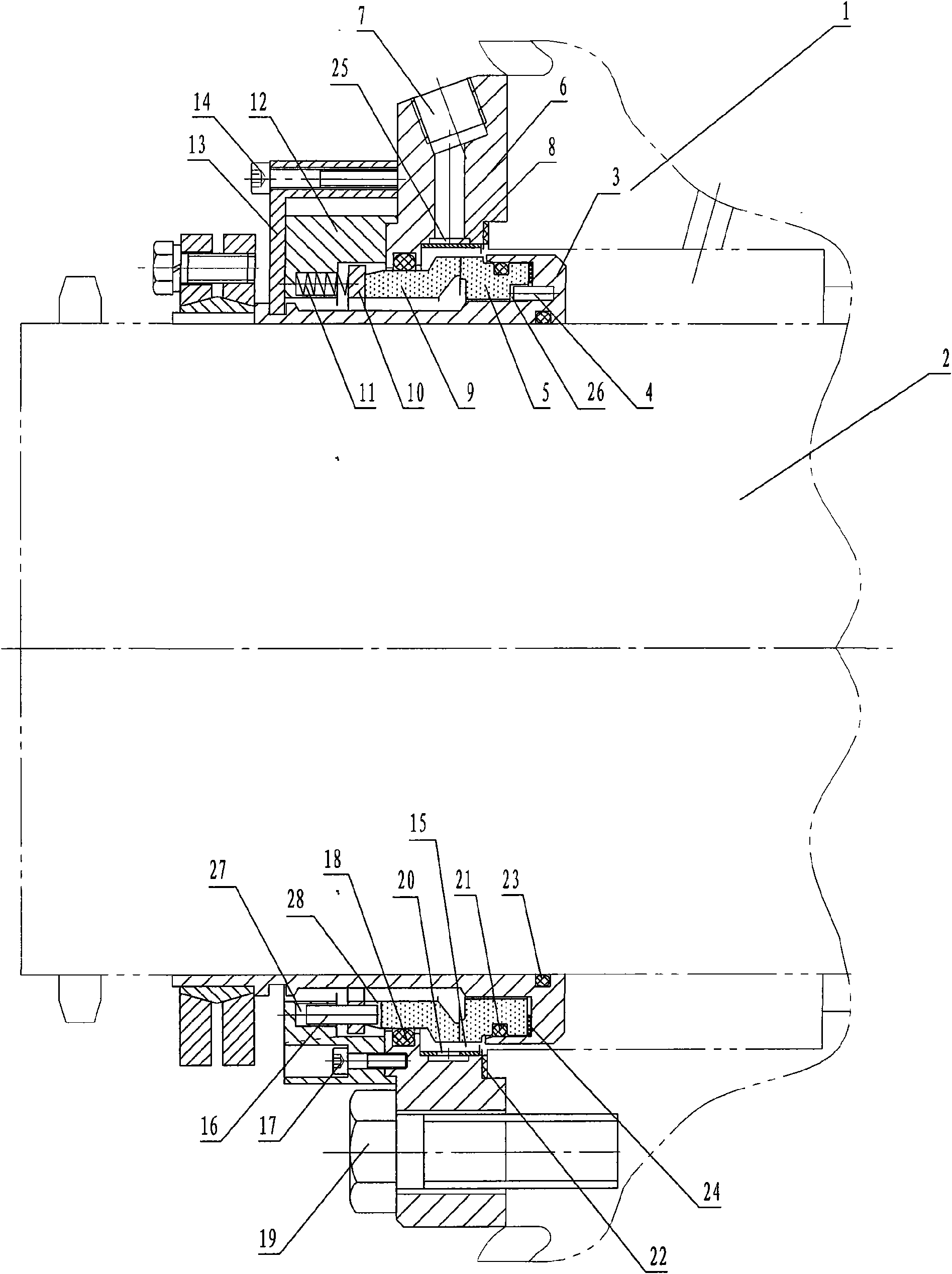 Mechanically sealing device for main circulating pump for seawater desulfuration