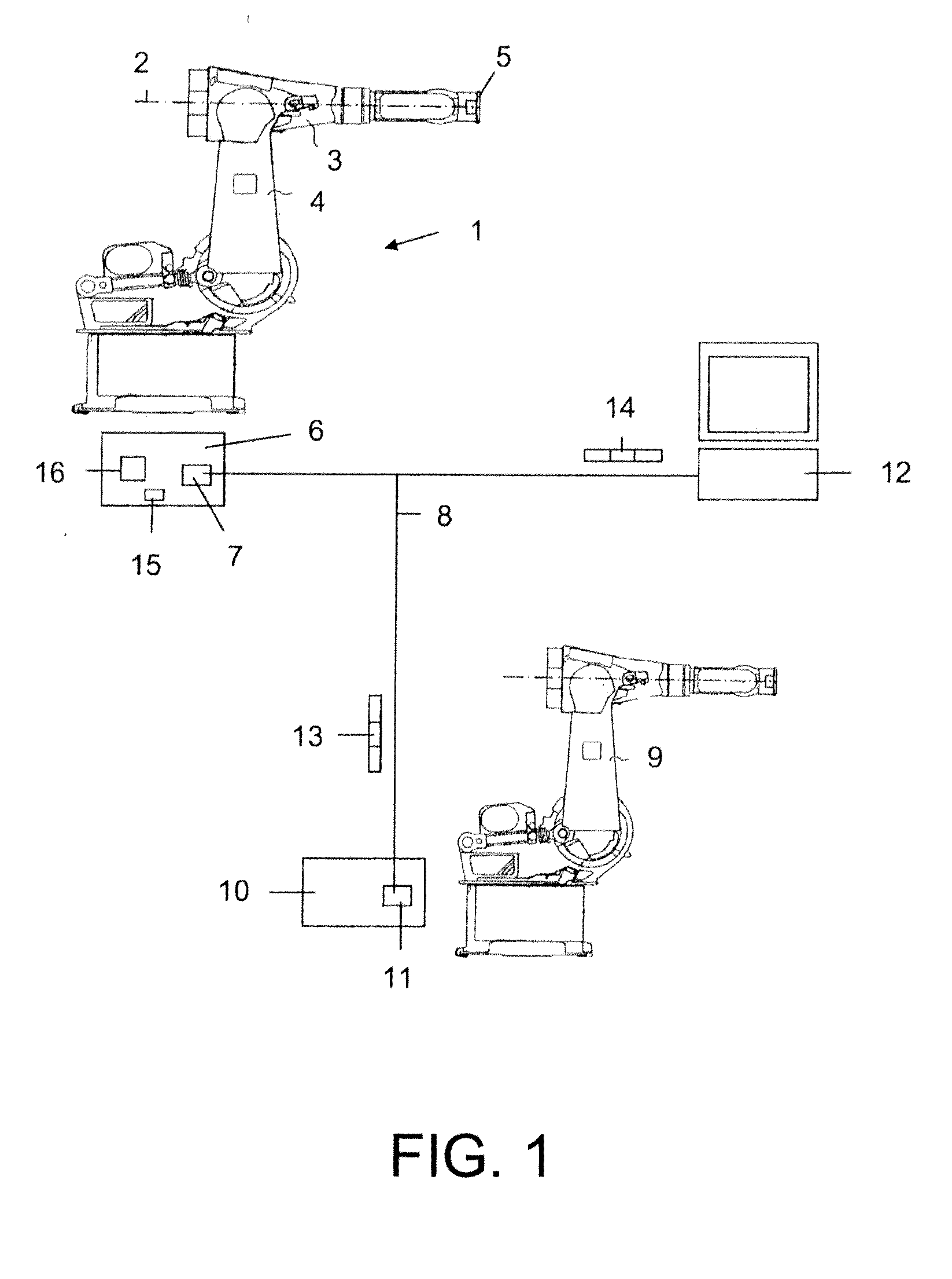 Data processing system for an industrial robot and method for managing available resources thereof