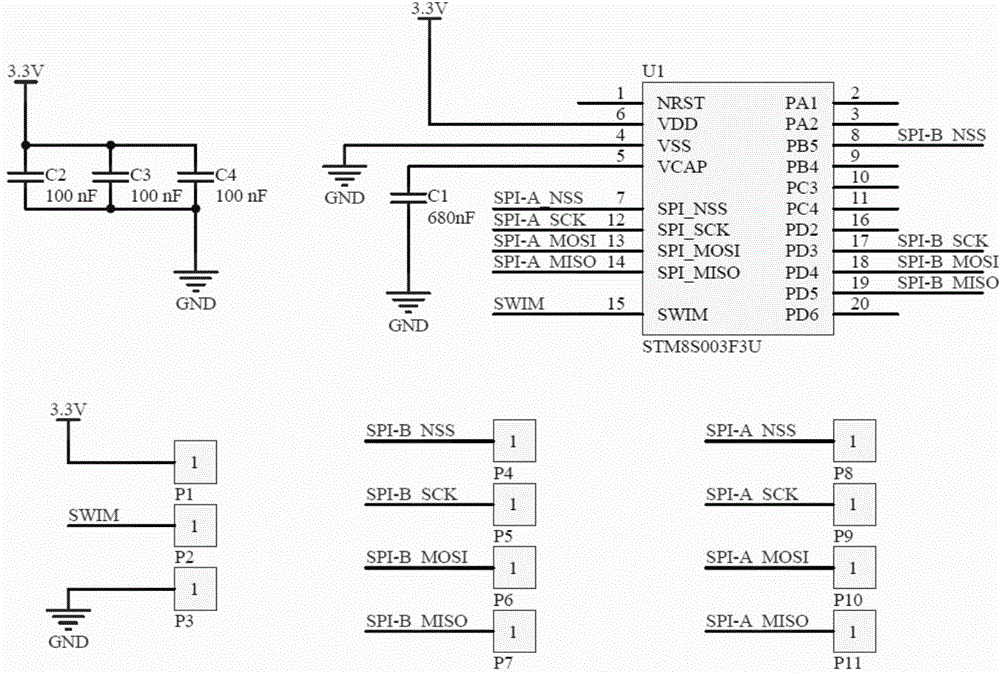 Mini embedded controller device and method for simulating SPI interface through I/O port