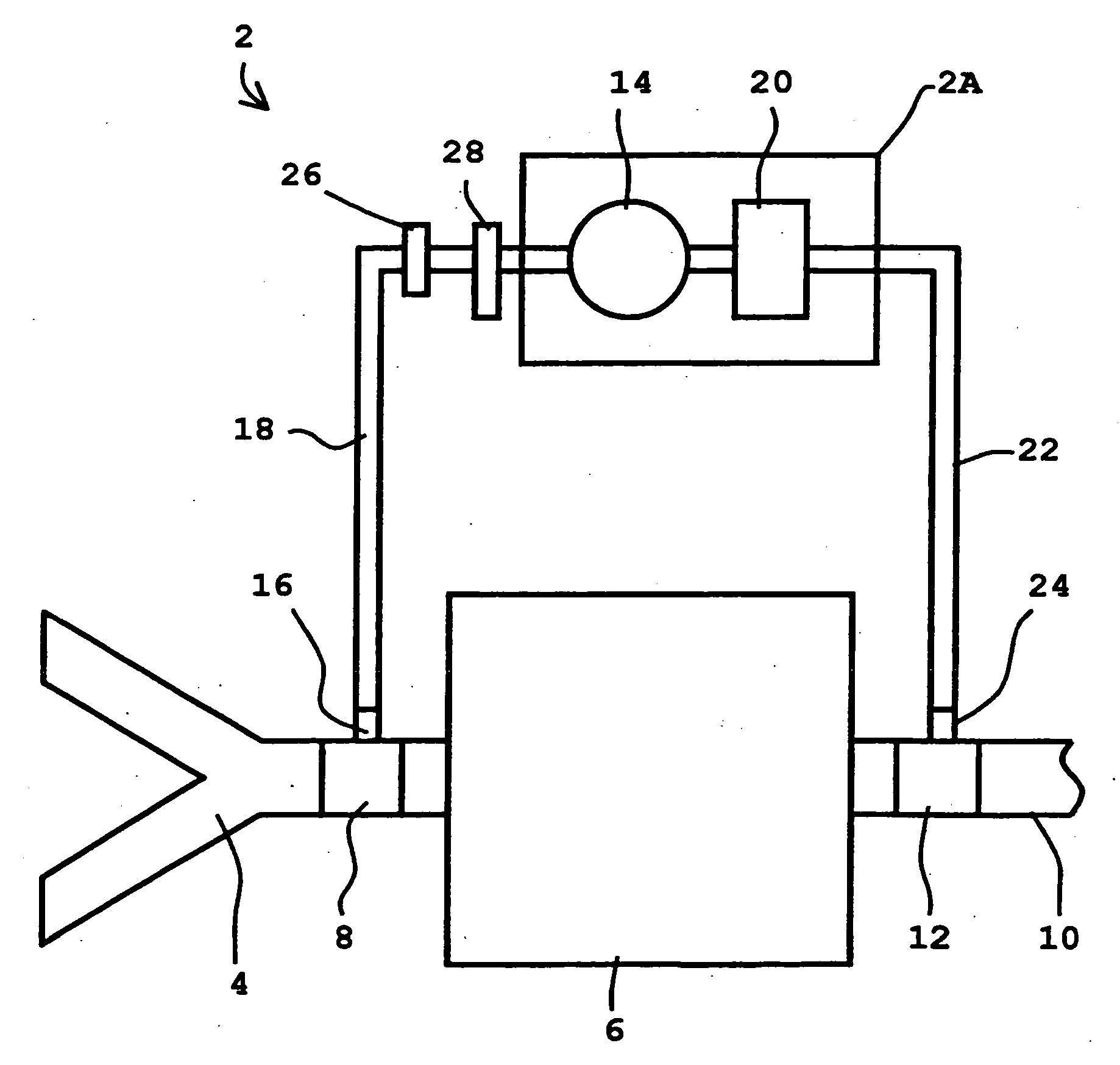 Method and device for reducing the carbon dioxide content in a dead volume