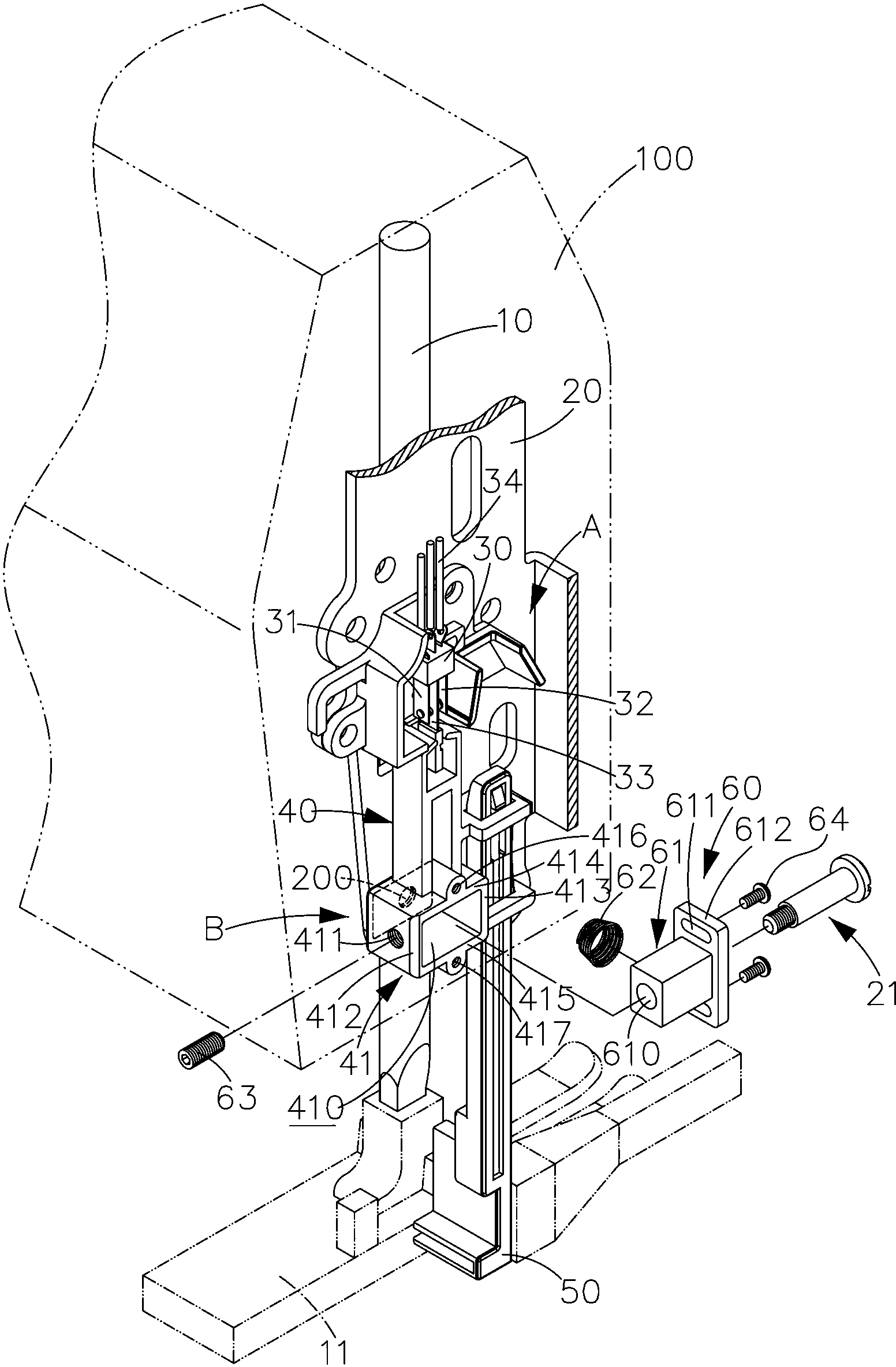 Regulation structure of swing arm and swing center for controlling stroke of sewing machine