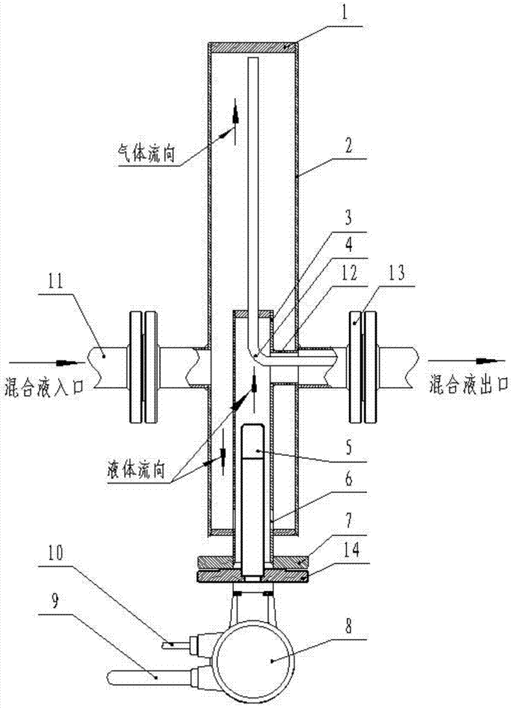 Method and device for on-line measurement of water content in oil well single well crude oil by gas-liquid separation