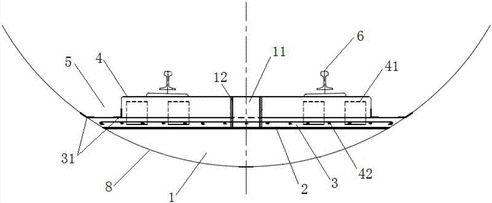 Prefabricated plate track structure applicable to circular tunnel
