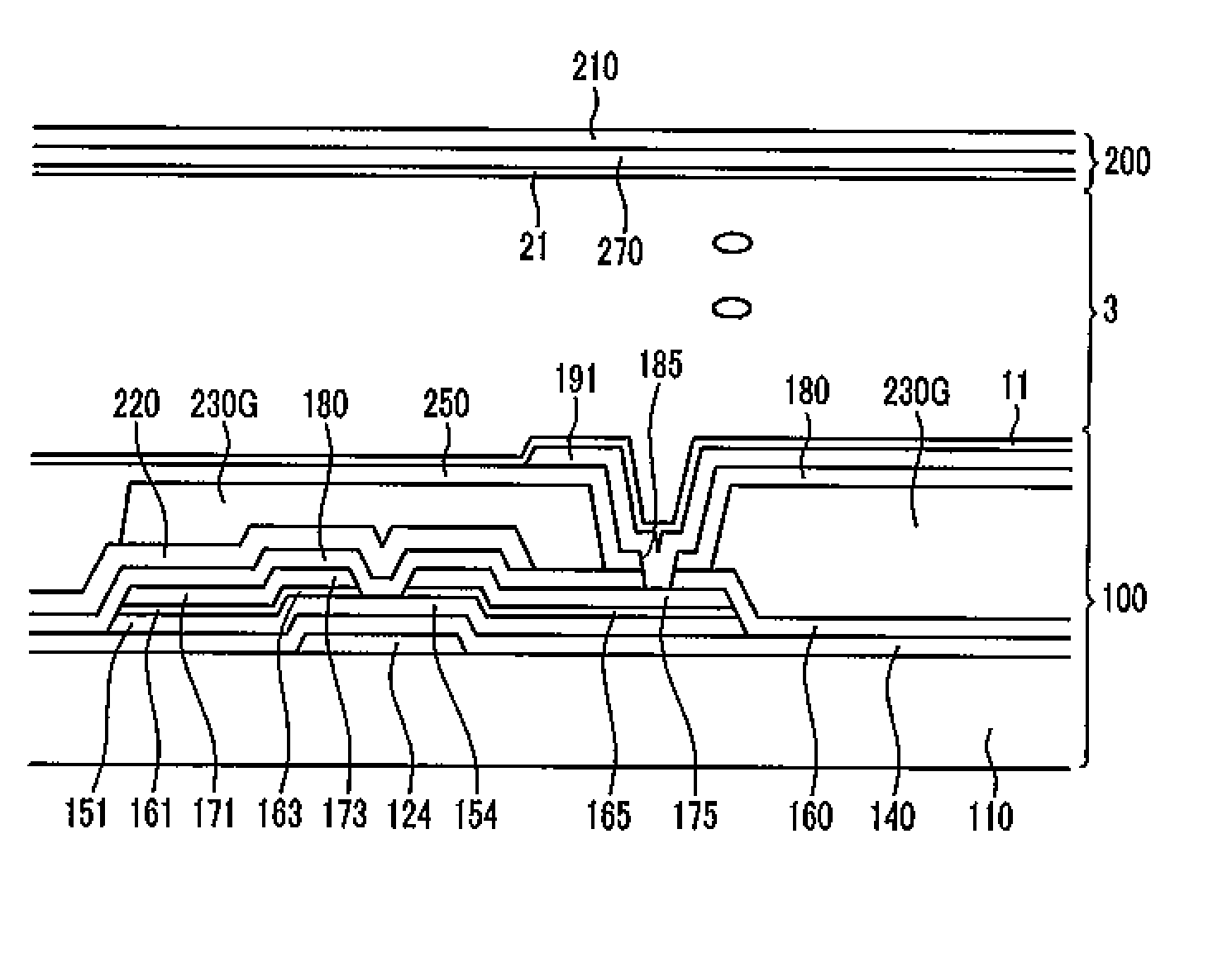 Light absorption layer for a display device