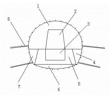 Shallow-buried large-span water conveying tunnel three-stage five-step digging method