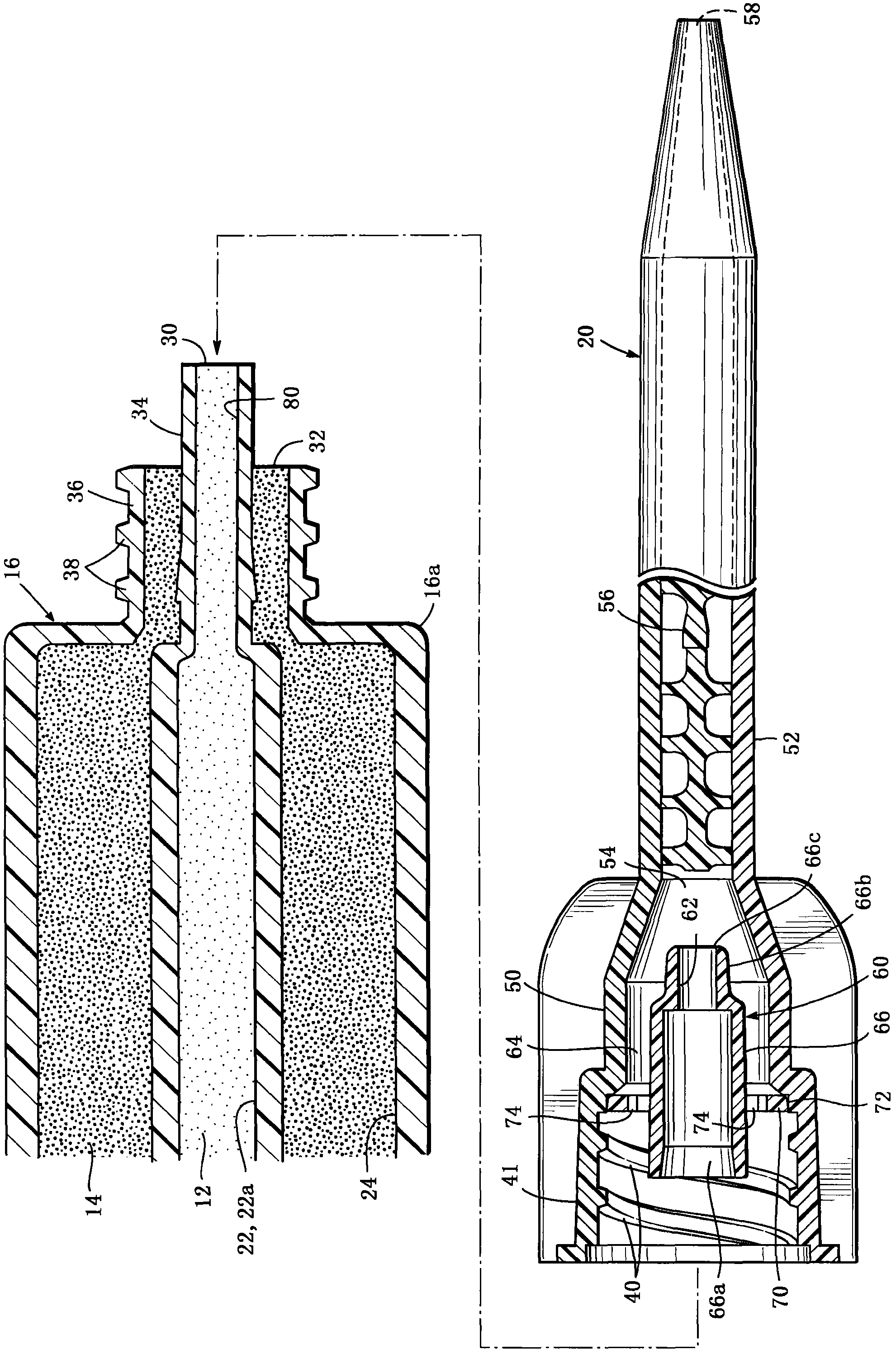 Multiple component dispensing cartridge, mixing nozzle and method for reducing contact between fluids