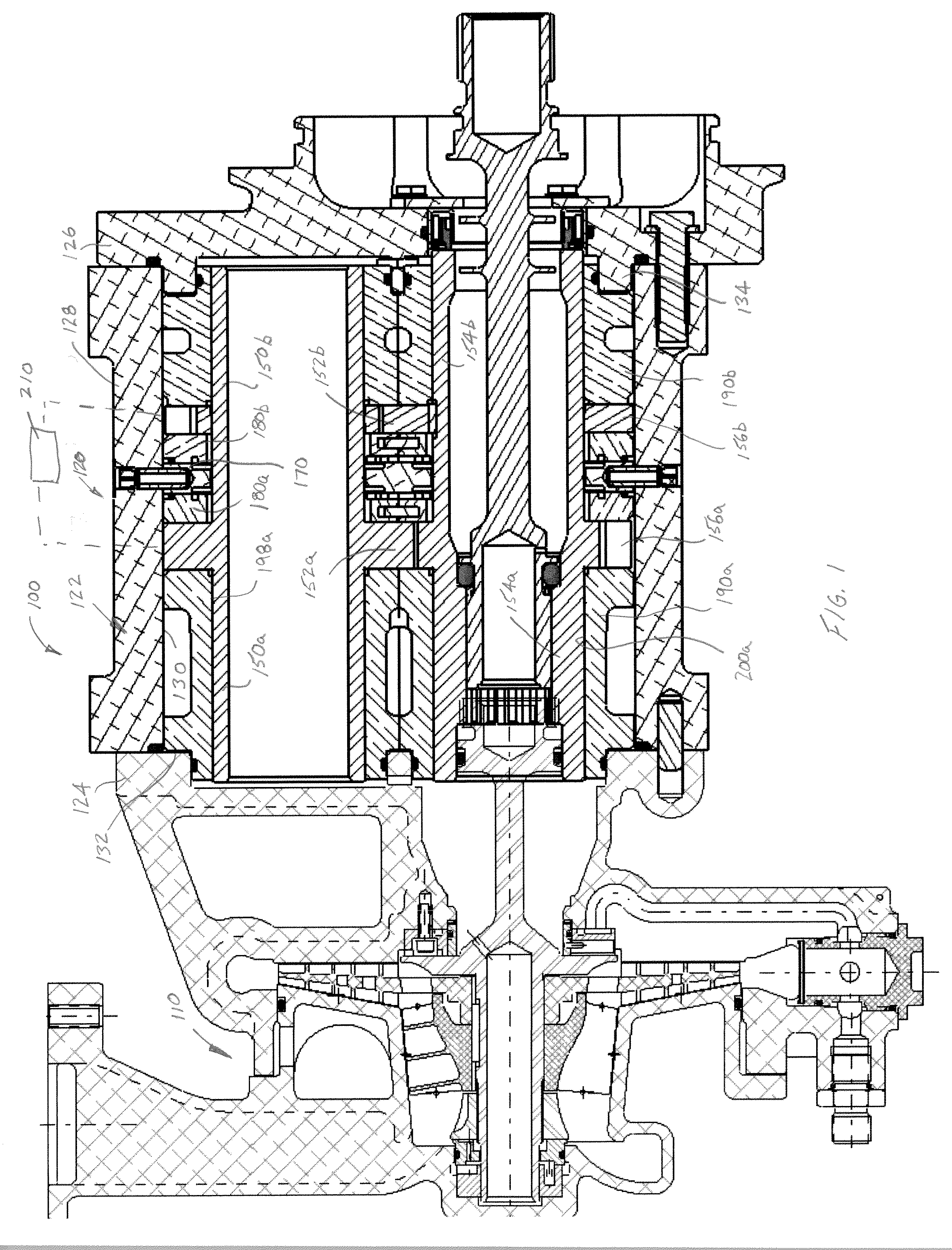 Aircraft main engine fuel pump with multiple gear stages using shared journals