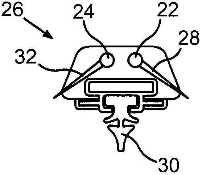 Arrangement of a wiper system having an associated windshield wiper system on a motor vehicle