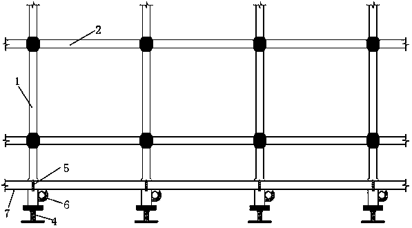 Bowl-buckle scaffolding and using method thereof