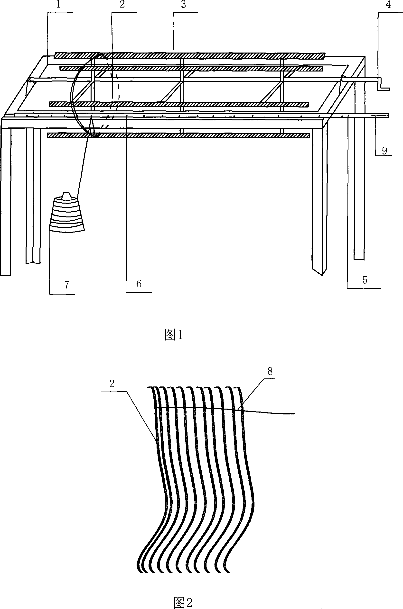 Hanked yarn integral beam-splitting method and beam-splitting device