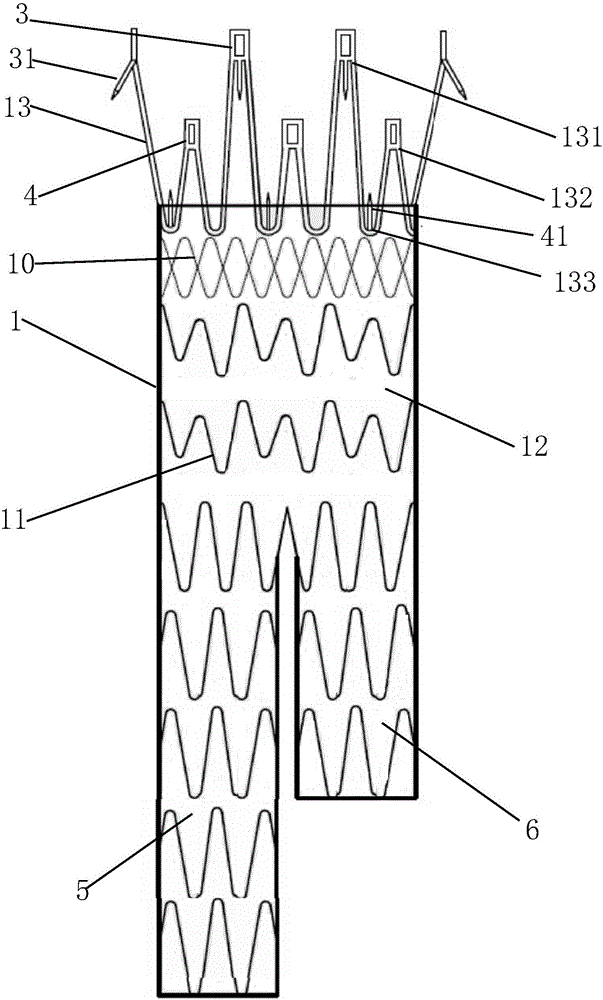 Abdominal aorta covered stent and conveying device thereof and using method