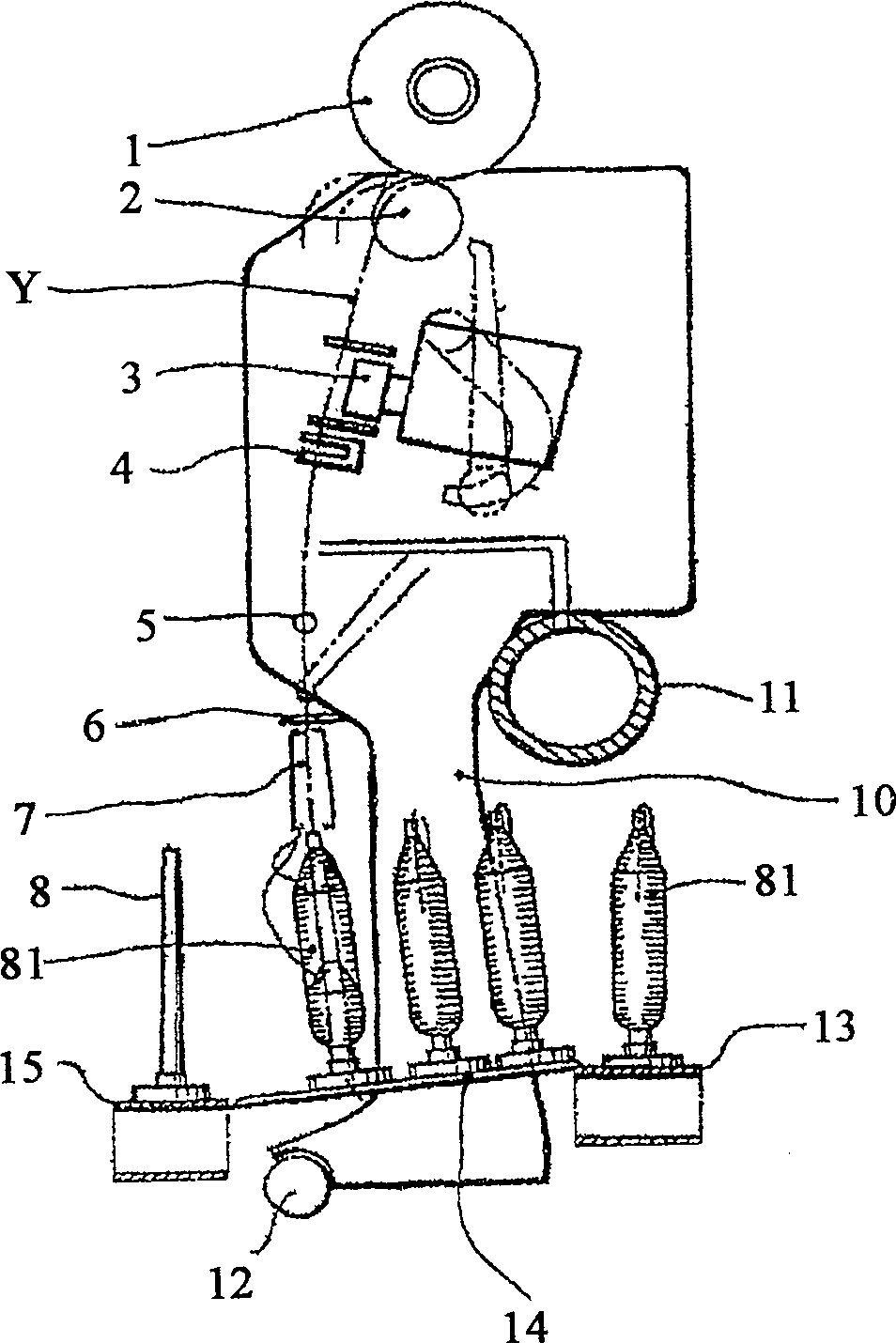 Process and device for rewinding feed spools