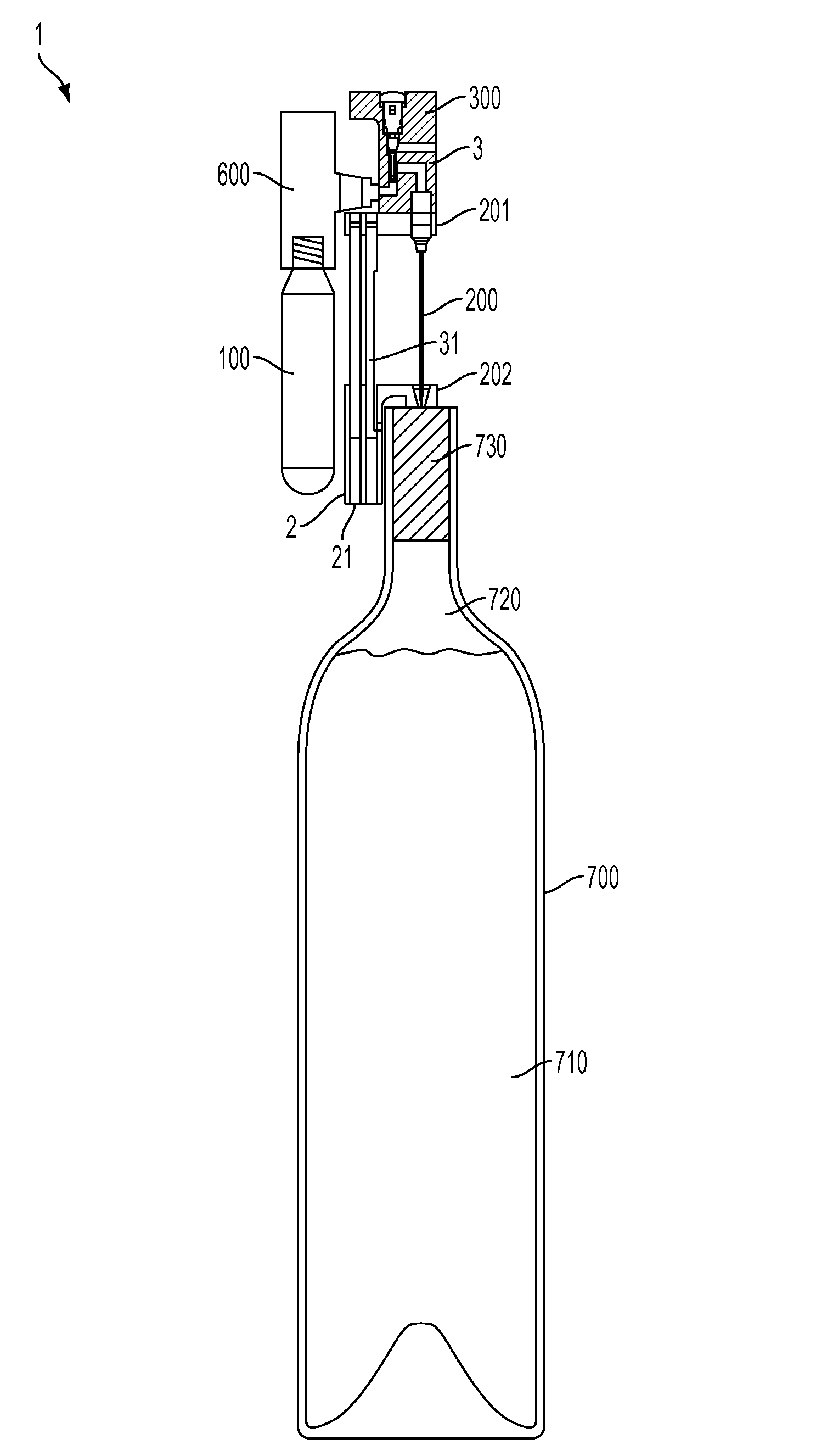 Method and apparatus for beverage extraction with improved gas cylinder access