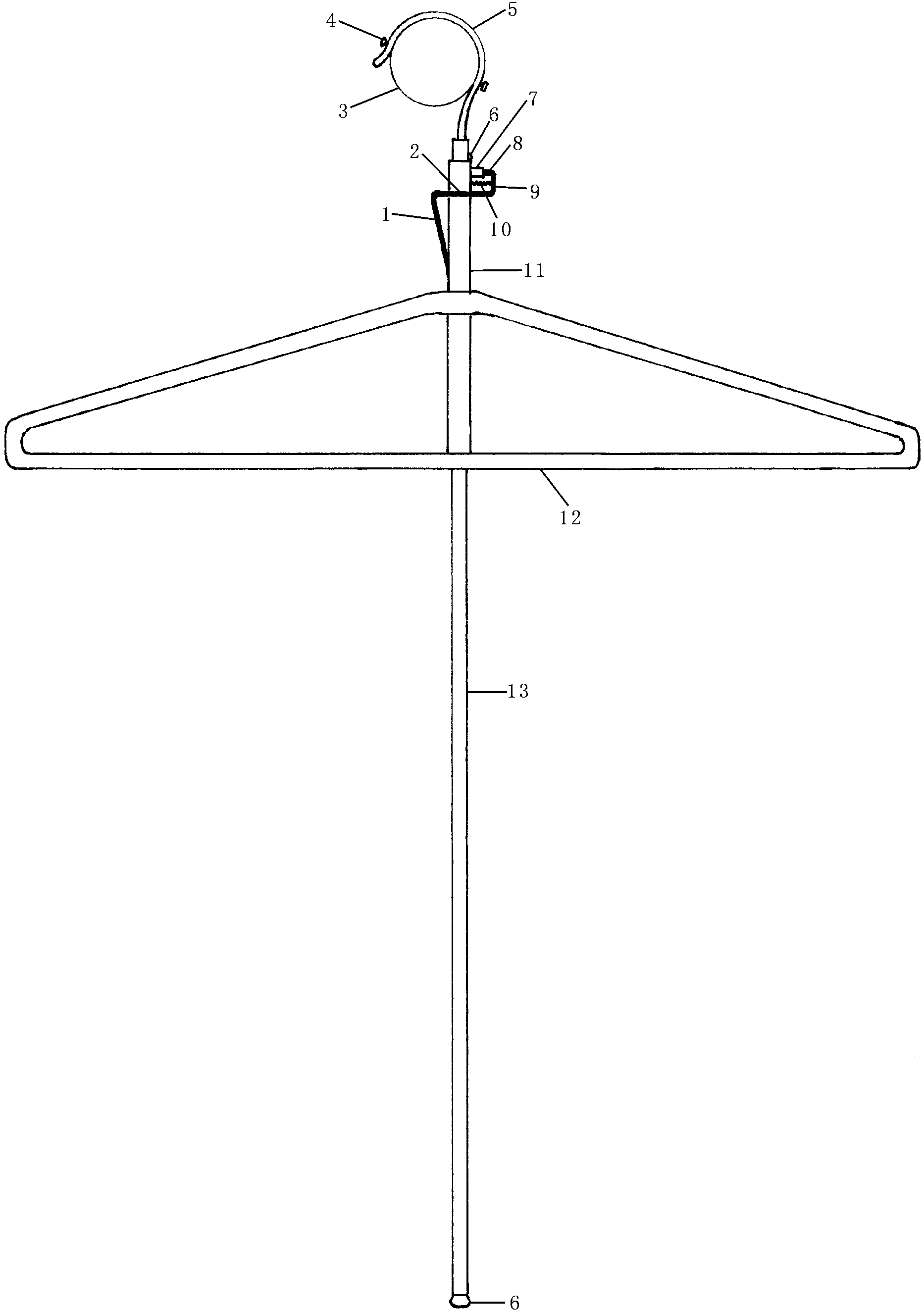 Clothes hanger with movable long handle