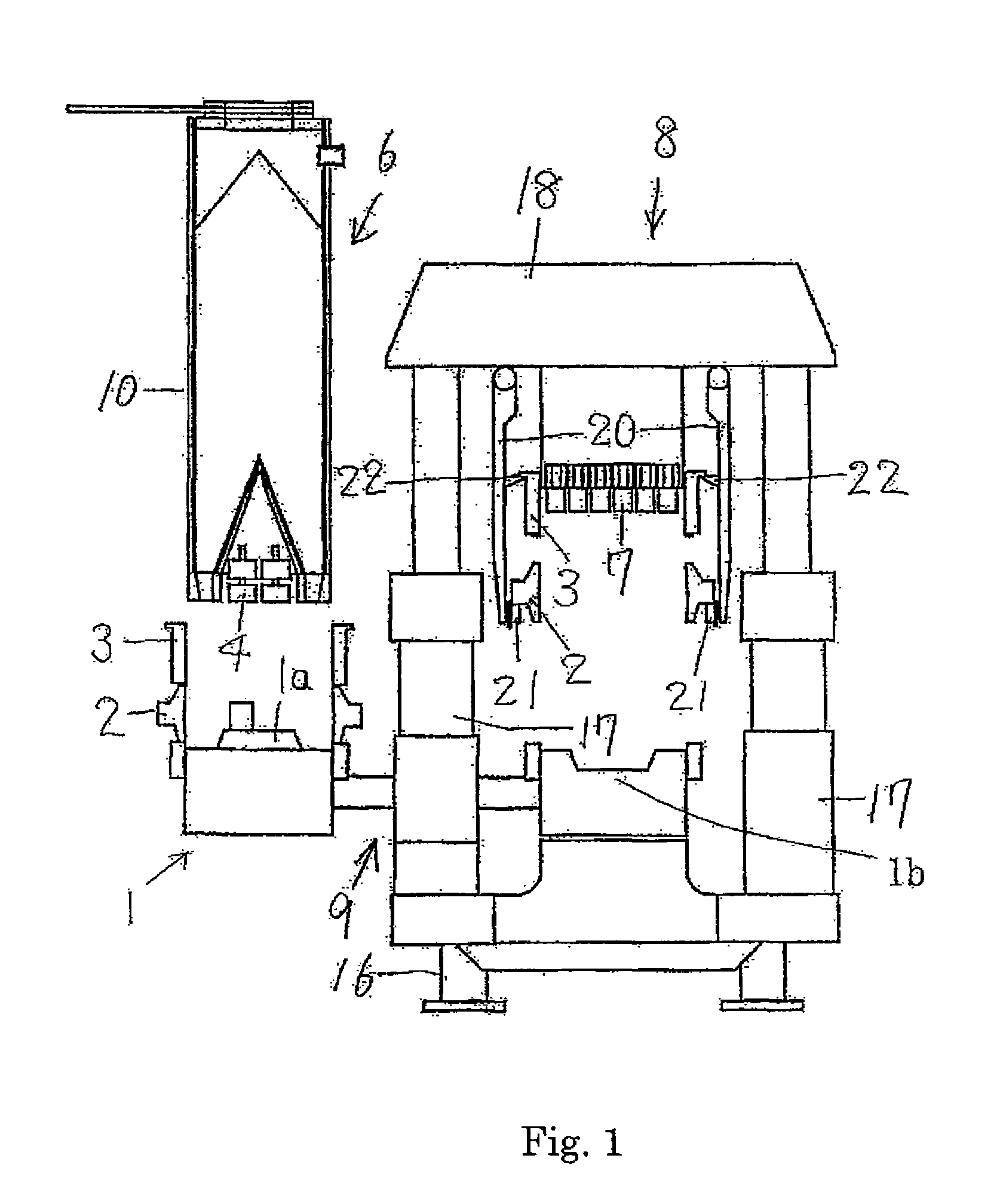 Equipment for molding mold with molding flask and method for molding mold with molding flask