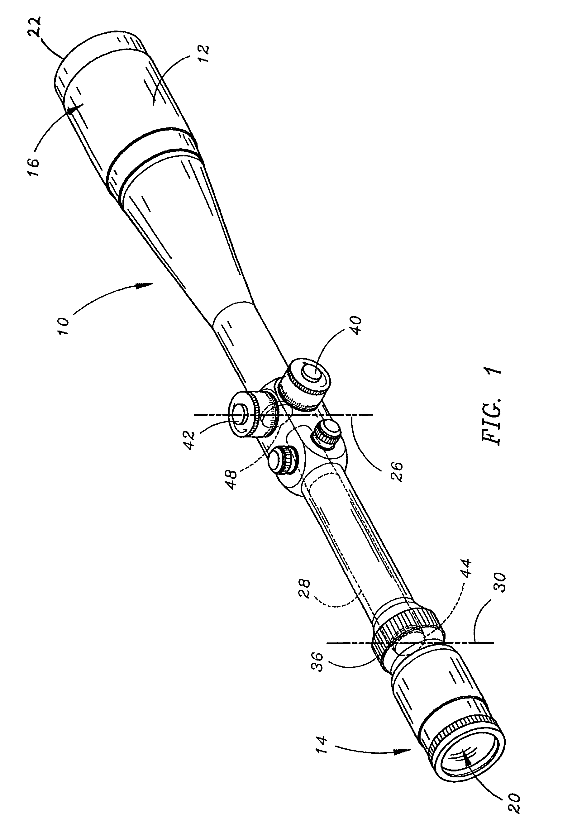 Telescopic gun sight windage correction system