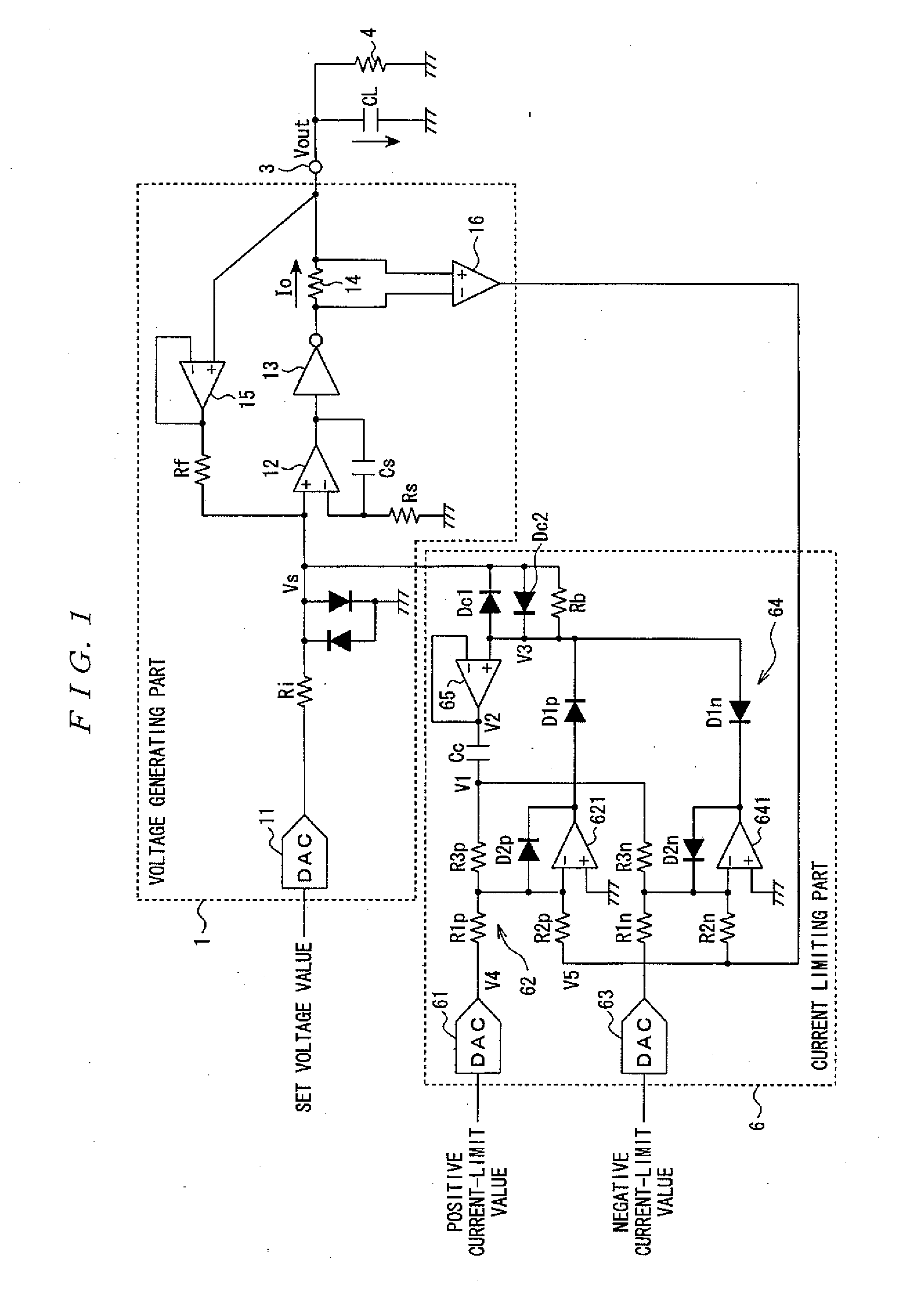 Direct current measuring apparatus and limiting circuit