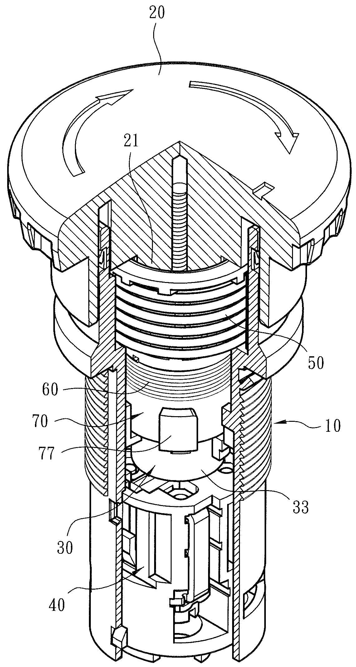 Locking/unlocking structure of switch device