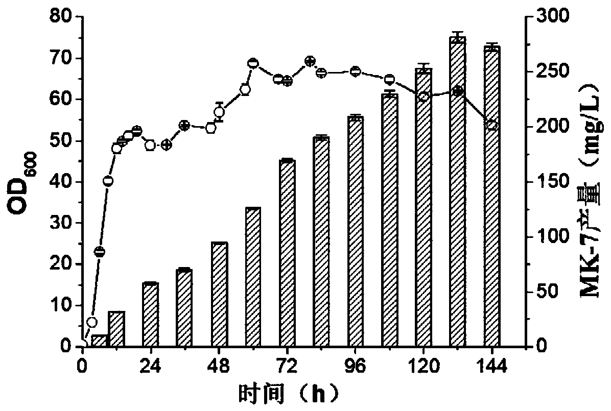 Recombinant bacterium for promoting bacillus subtilis to synthesize menadione-7 and gene modification method thereof