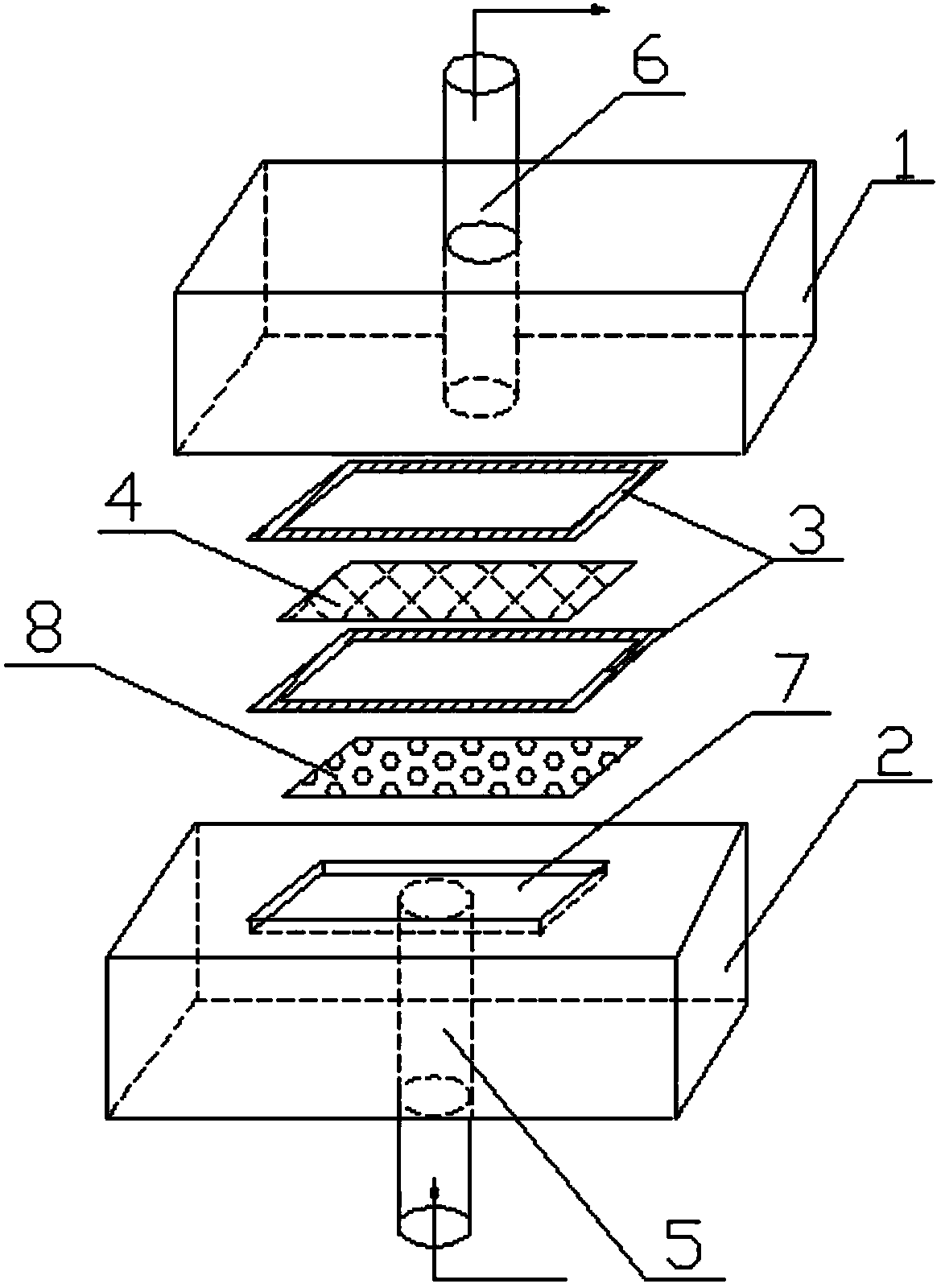 Fabric thickness directional permeability testing device and testing method