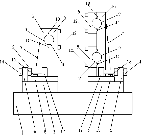 A three-hole one-time balanced drilling device for solar mirror frames