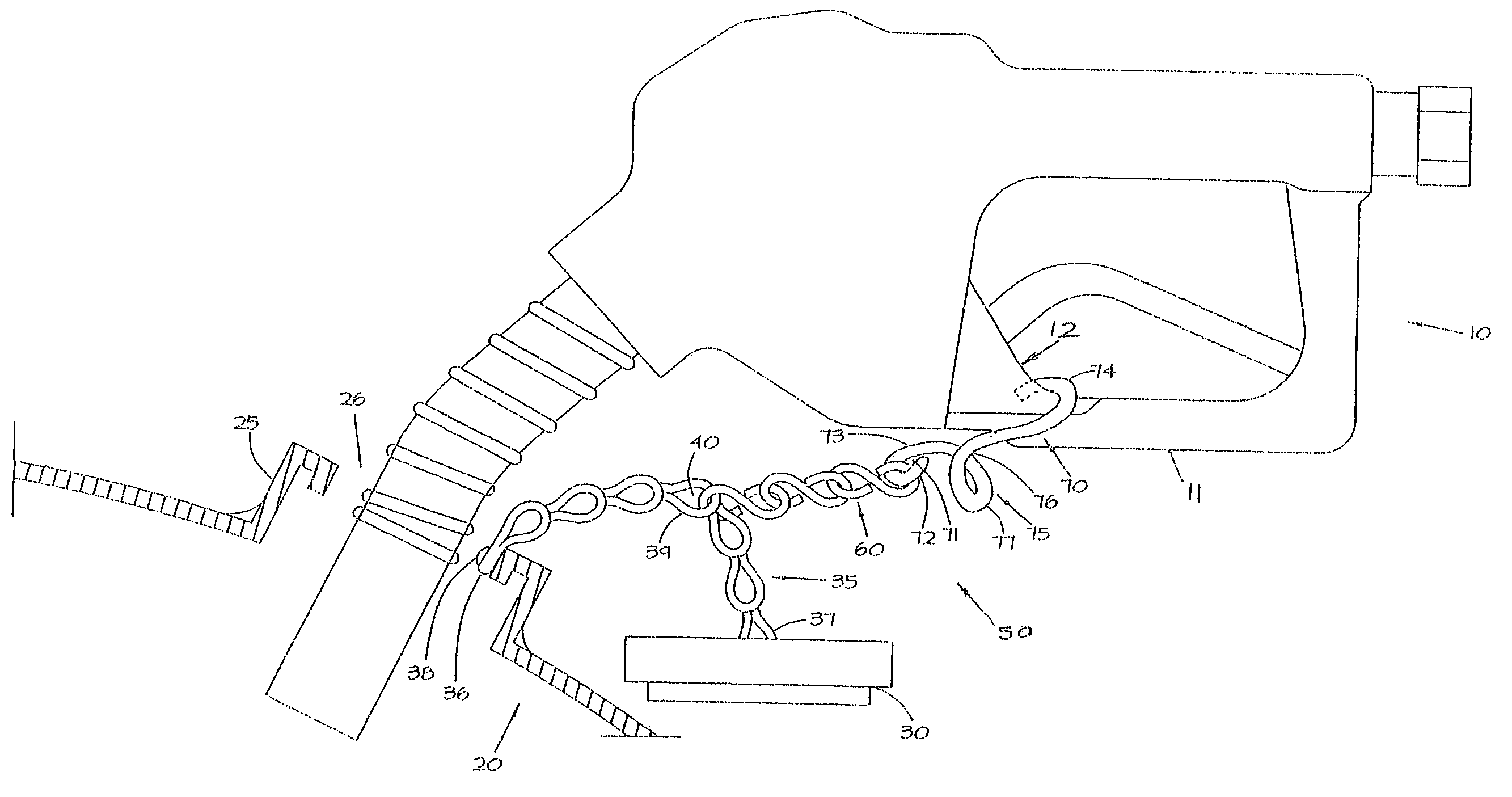 Device for securing a dispensing nozzle to a fill tank