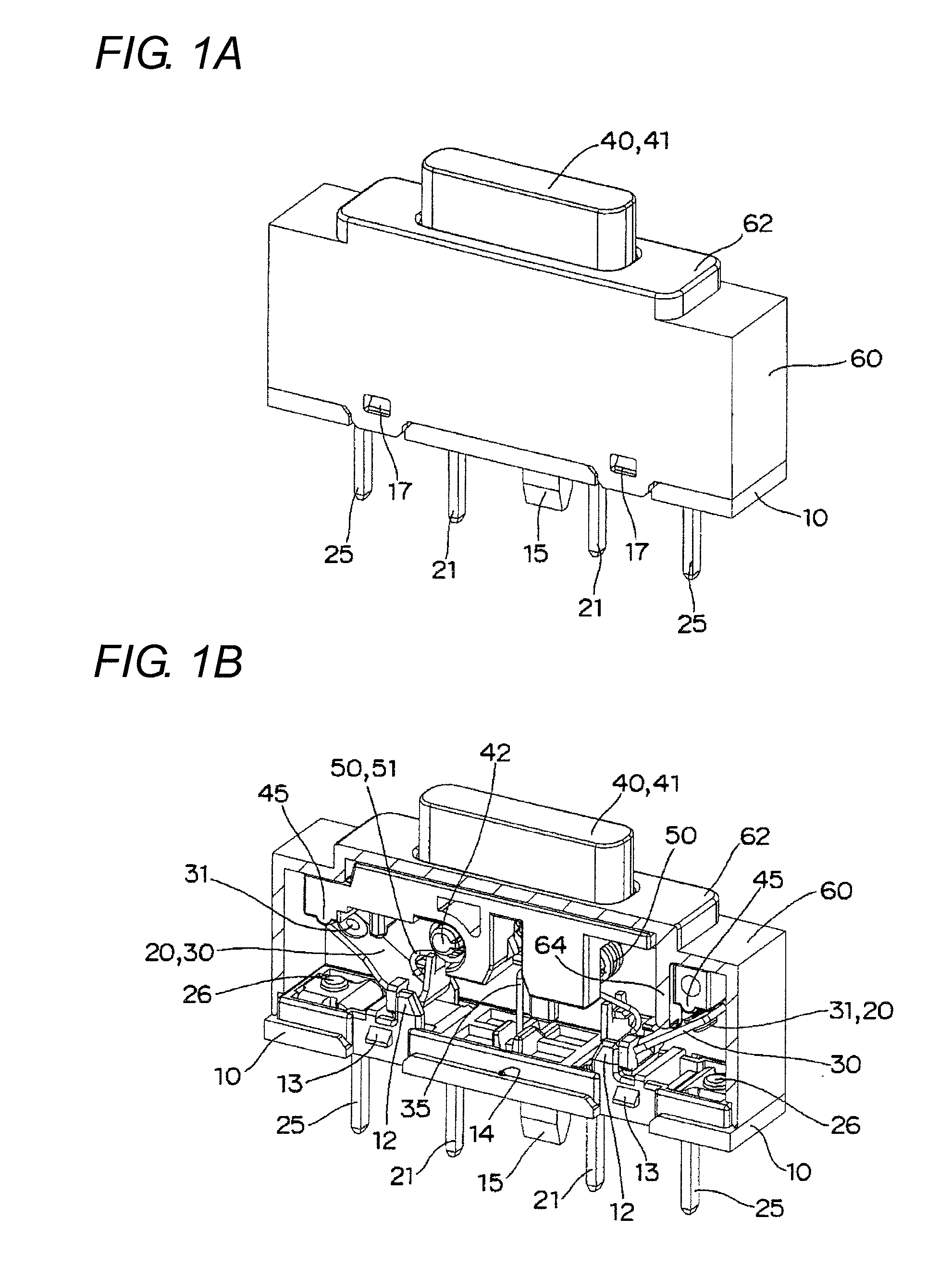 Switch having a plunger, a support terminal, and a coil spring