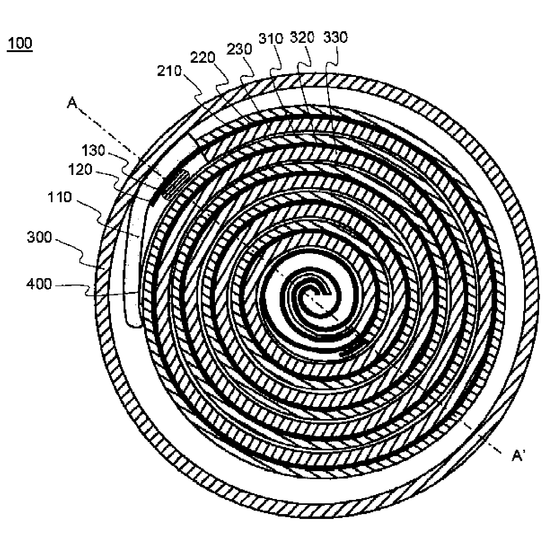 Jelly-roll of structure having elastic member adhered on active material-non-coated portion and secondary battery employed with the same