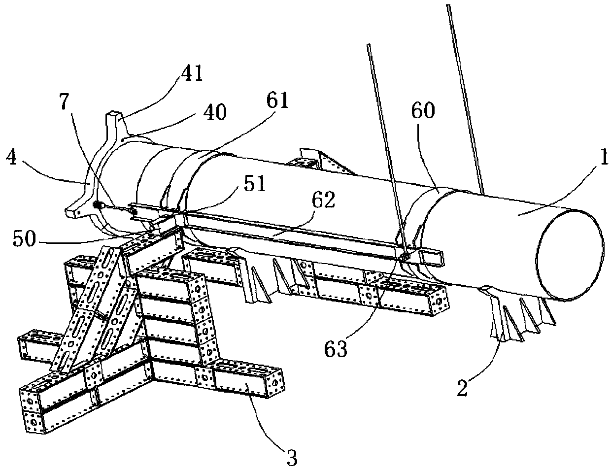 Overturning and suspension device for projectile body vertical mode test and use method thereof