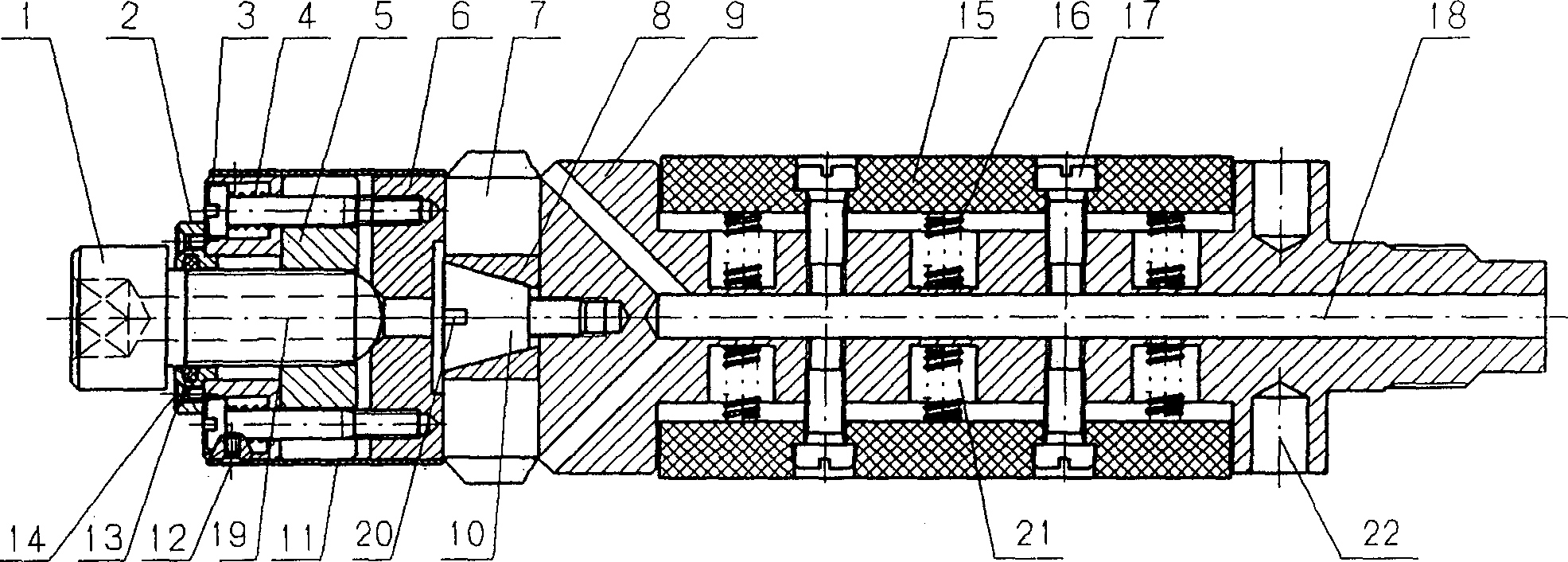 Method and equipment of machining reducing deep hole with small mouth and large middle part