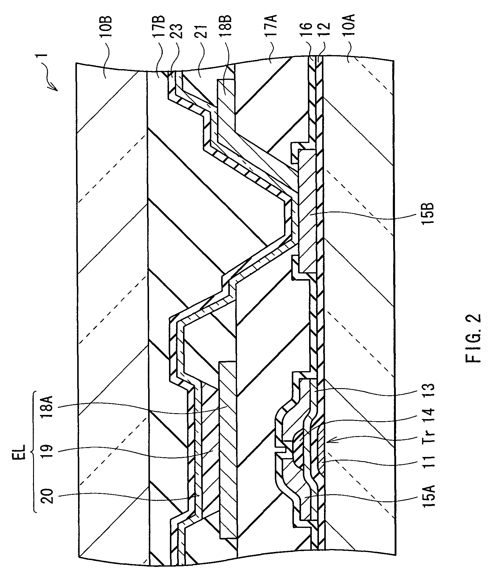 Light-emitting display with auxiliary wiring section and method of manufacturing the same